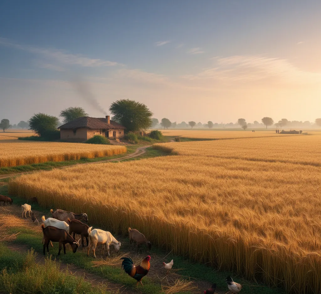 Rural fields and livestock representing Aagan Foods sourcing